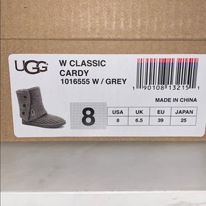 UGG W CLASSIC CARDY W GREY SIZE 8 NWB